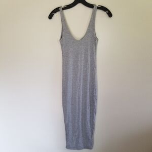 NWT Naked Wardrobe Body Sculpt Shapewear Jersey Dress Grey Midi Length Size M